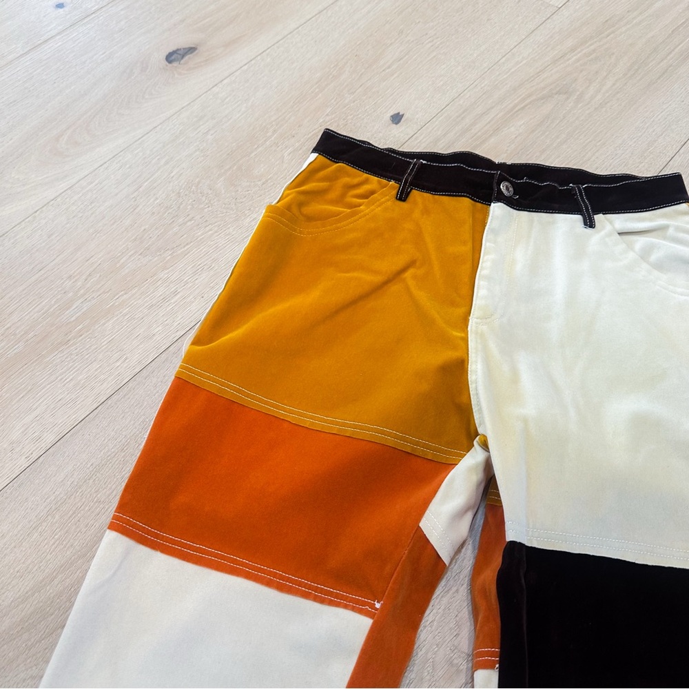 Colorblock Velvet Patchwork Pants - image 5